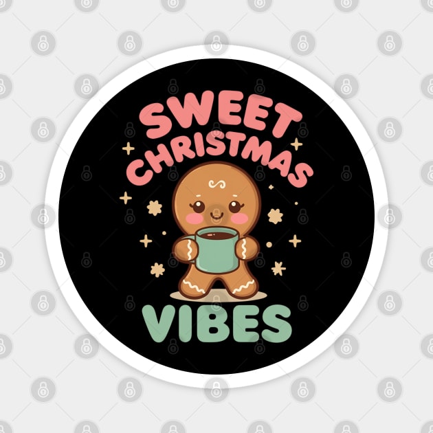 Cute Gingerbread Sweet Christmas Vibes Magnet by Ink Lines